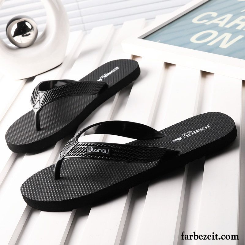 Flip Flops Herren Neue Sommer Mode Persönlichkeit Trend Weiche Sohle Sandfarben Schwarz