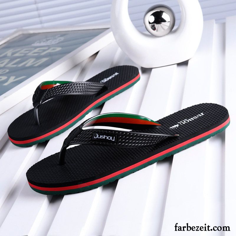 Flip Flops Herren Neue Sommer Mode Persönlichkeit Trend Weiche Sohle Sandfarben Schwarz