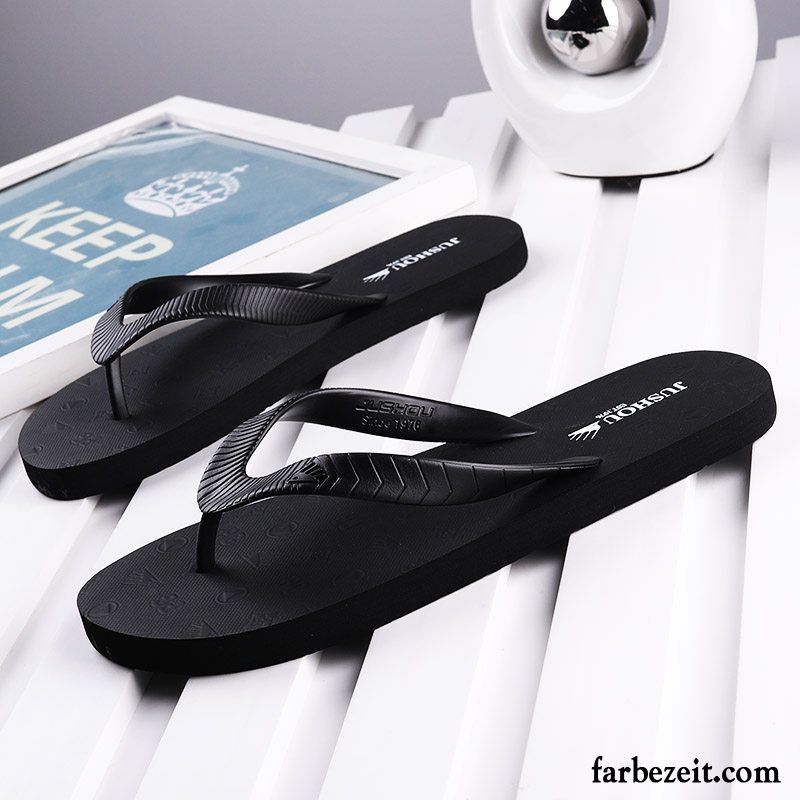 Flip Flops Herren Neue Sommer Mode Persönlichkeit Trend Weiche Sohle Sandfarben Schwarz