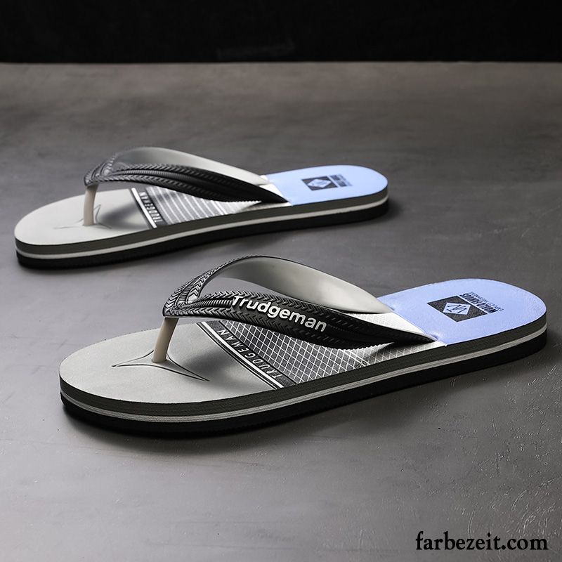 Flip Flops Herren Neue Sommer Persönlichkeit Draussen Mode Hausschuhe Blau