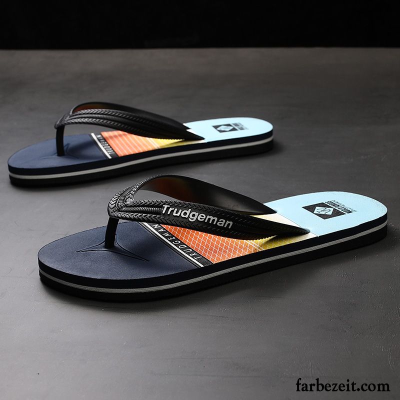 Flip Flops Herren Neue Sommer Persönlichkeit Draussen Mode Hausschuhe Blau