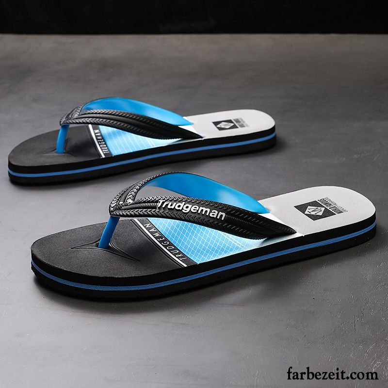 Flip Flops Herren Neue Sommer Persönlichkeit Draussen Mode Hausschuhe Blau