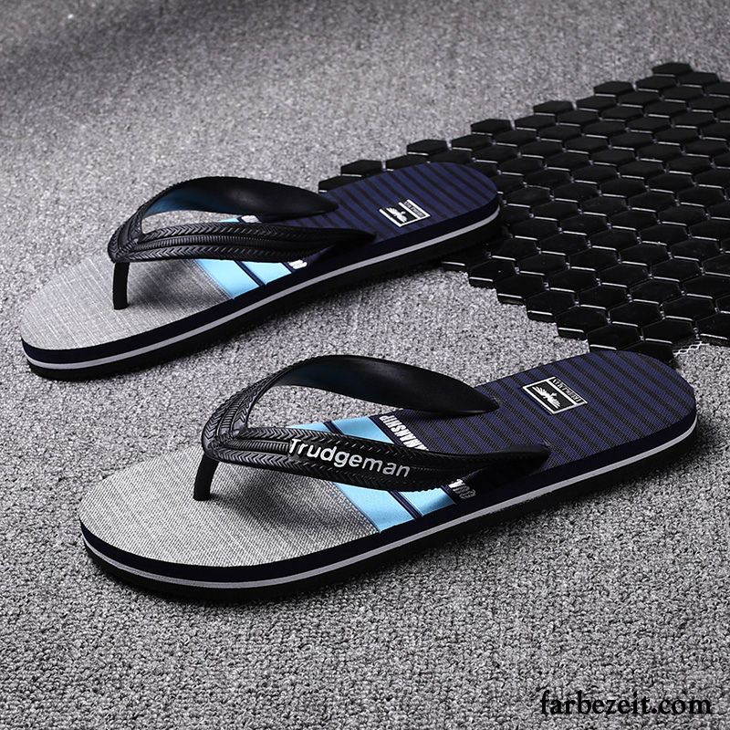 Flip Flops Herren Neue Sommer Persönlichkeit Draussen Mode Hausschuhe Blau