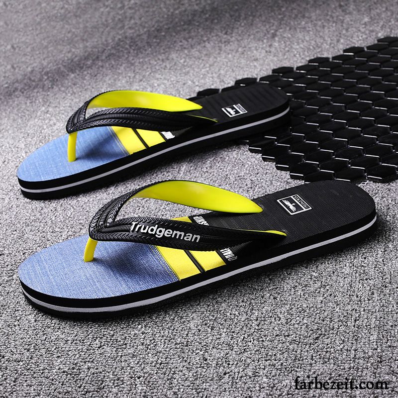 Flip Flops Herren Neue Sommer Persönlichkeit Draussen Mode Hausschuhe Blau