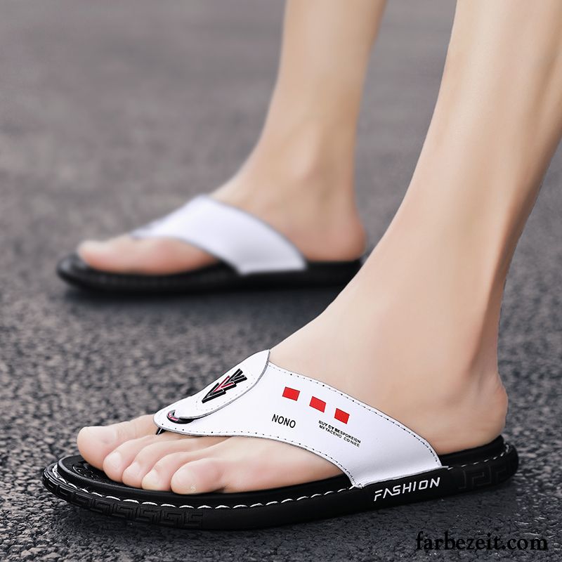 Flip Flops Herren Neue Sommer Rutschsicher Trend Persönlichkeit Sandalen Weiß