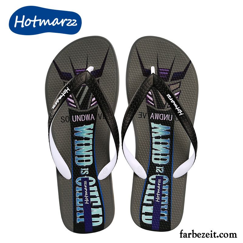 Flip Flops Herren Neue Trend Hausschuhe Persönlichkeit Sandfarben Schwarz