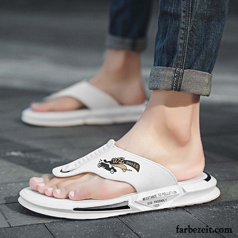Flip Flops Herren Pantolette Neue Persönlichkeit Sommer Mode Sandalen Sandfarben Weiß