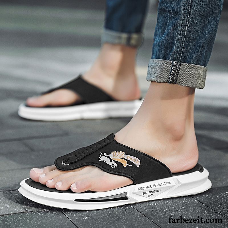 Flip Flops Herren Pantolette Neue Persönlichkeit Sommer Mode Sandalen Sandfarben Weiß