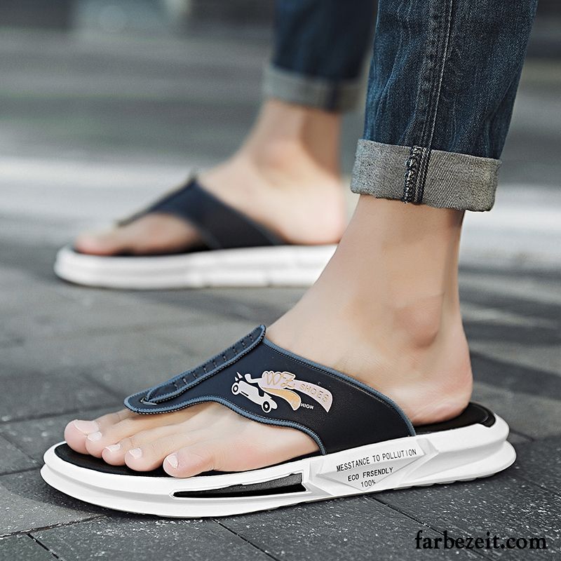 Flip Flops Herren Pantolette Neue Persönlichkeit Sommer Mode Sandalen Sandfarben Weiß