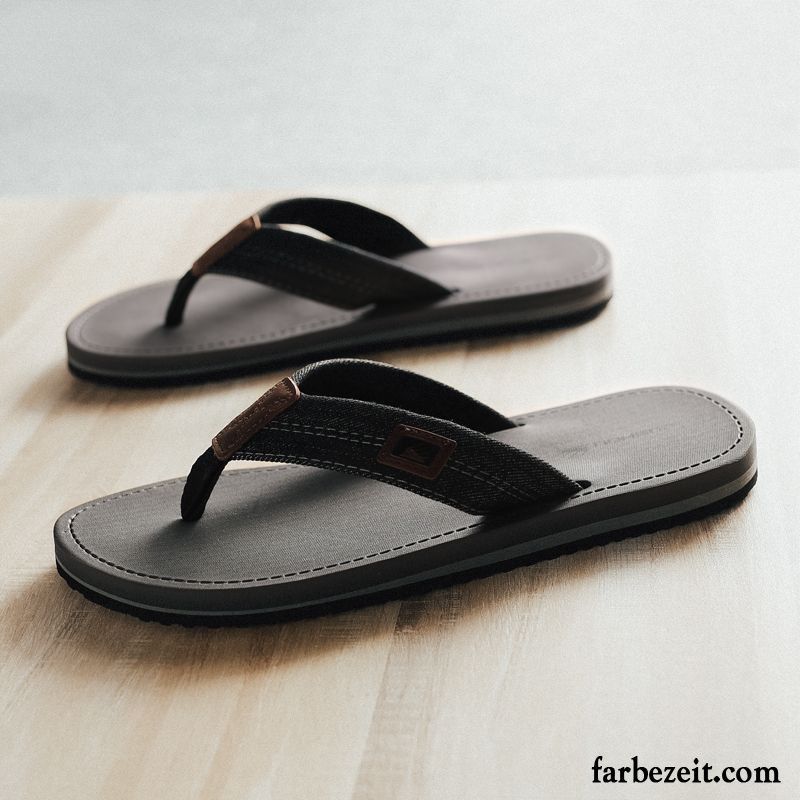 Flip Flops Herren Pantolette Neue Weiche Sohle Trend Sommer Mode Sandfarben Schwarz