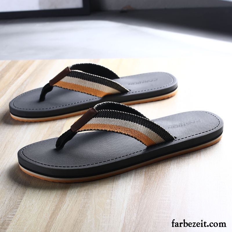 Flip Flops Herren Pantolette Neue Weiche Sohle Trend Sommer Mode Sandfarben Schwarz