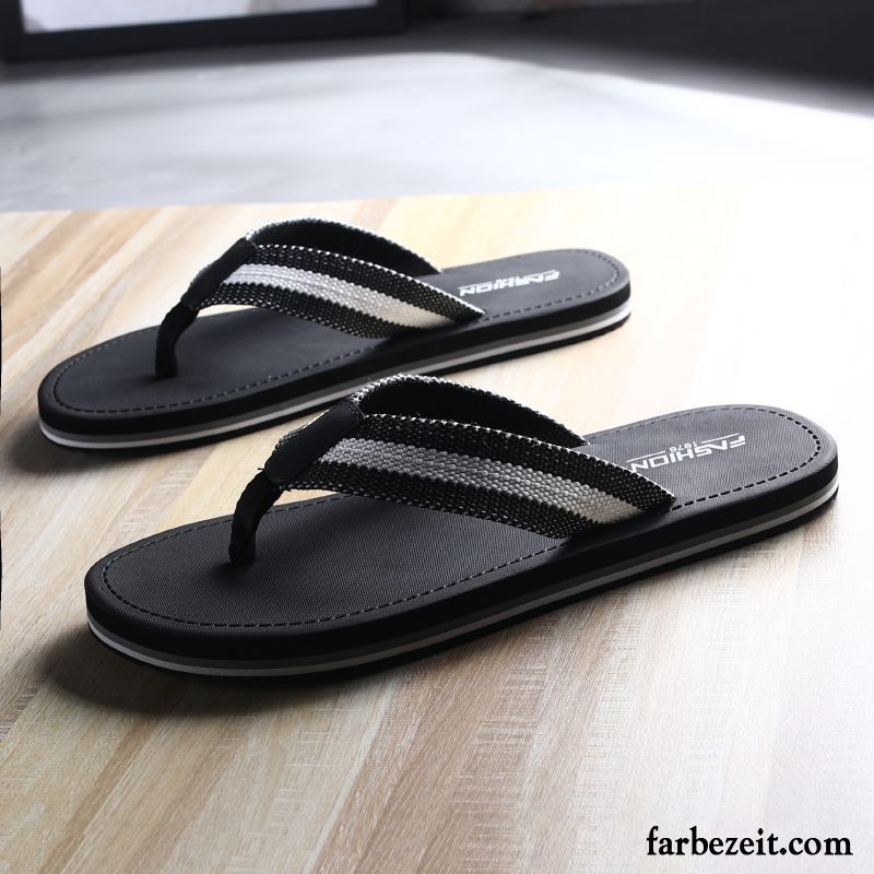 Flip Flops Herren Pantolette Neue Weiche Sohle Trend Sommer Mode Sandfarben Schwarz