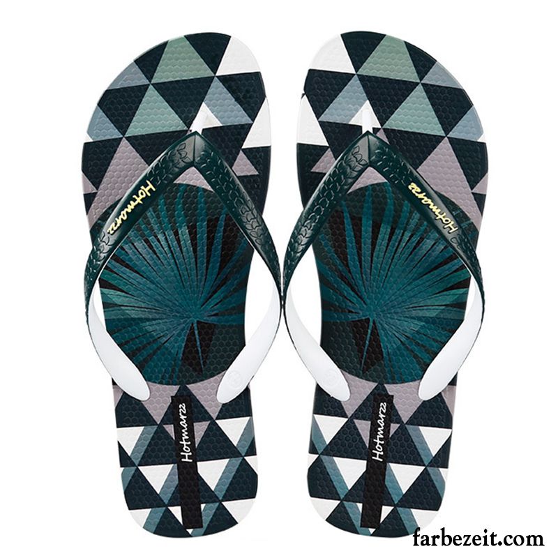 Flip Flops Herren Pantolette Sommer Neue Trend Tragen Einfach Grün Sandfarben