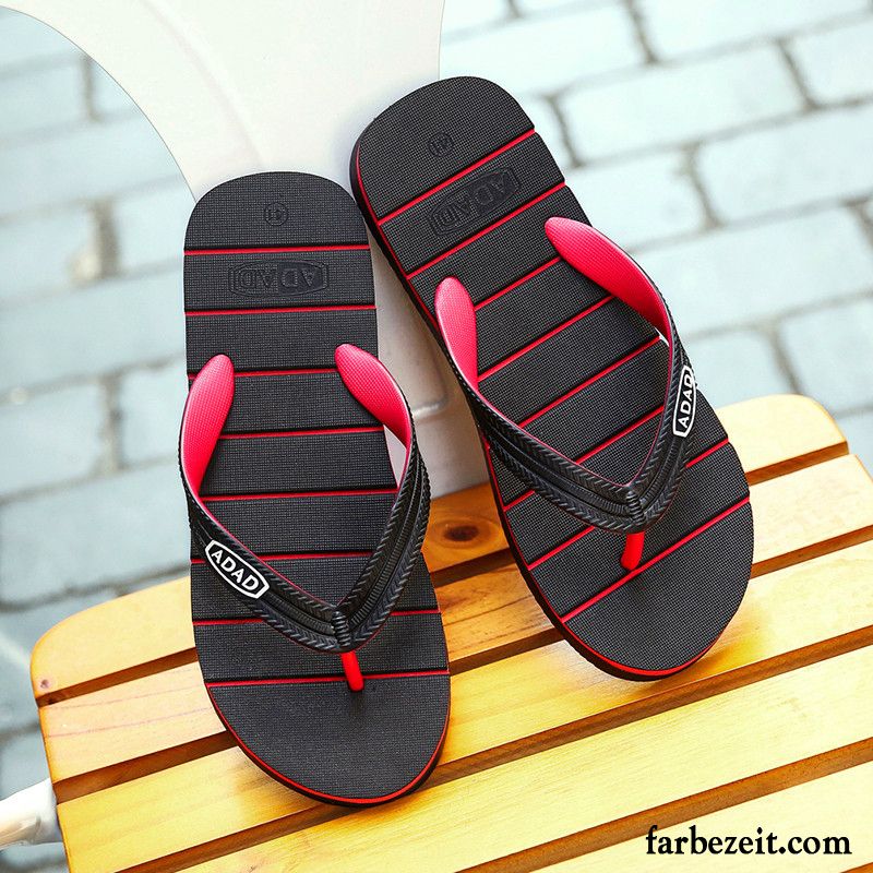 Flip Flops Herren Pantolette Sommer Trend Persönlichkeit Wasserdicht Streifen Sandfarben Schwarz