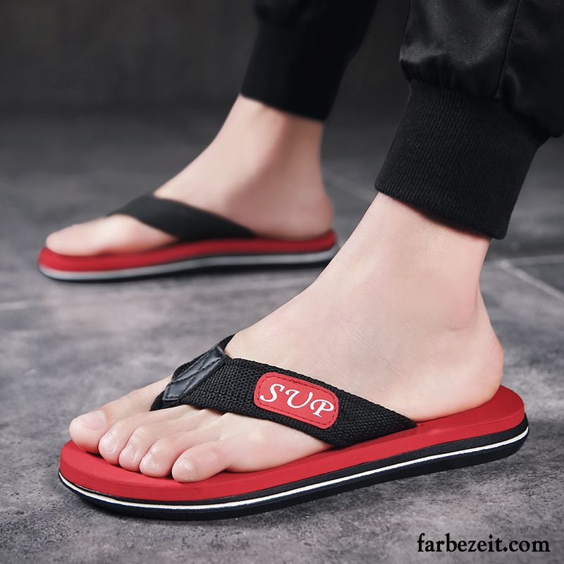 Flip Flops Herren Persönlichkeit Trend Mode Allgleiches Pantolette Neue Sandfarben Schwarz