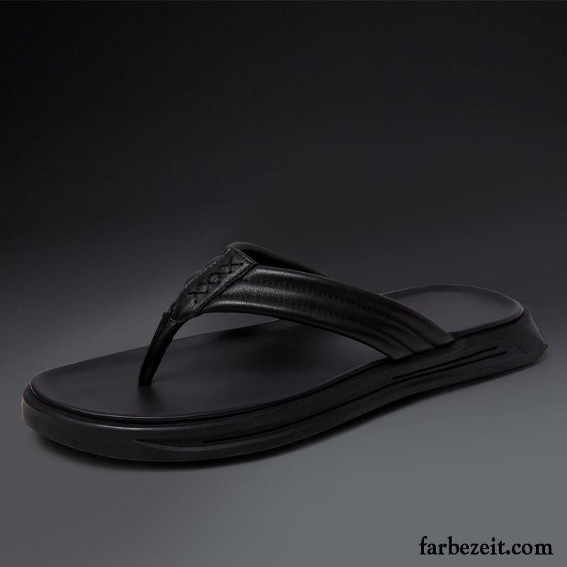 Flip Flops Herren Rutschsicher Echtleder Casual Trend Hausschuhe Mode Weiß