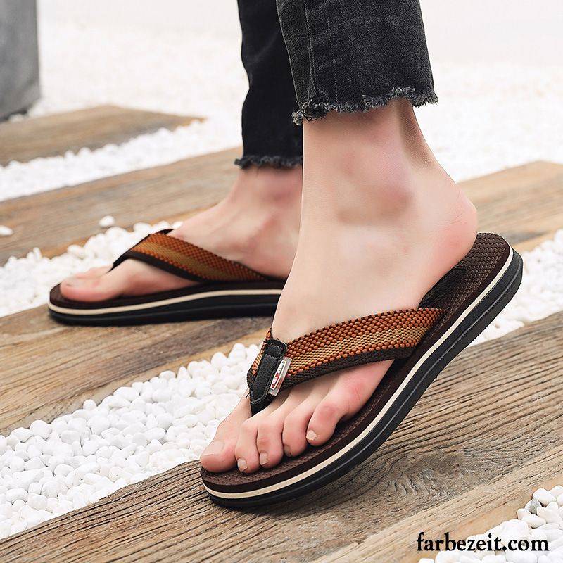 Flip Flops Herren Rutschsicher Neue Persönlichkeit Hausschuhe Trend Sommer Sandfarben Blau