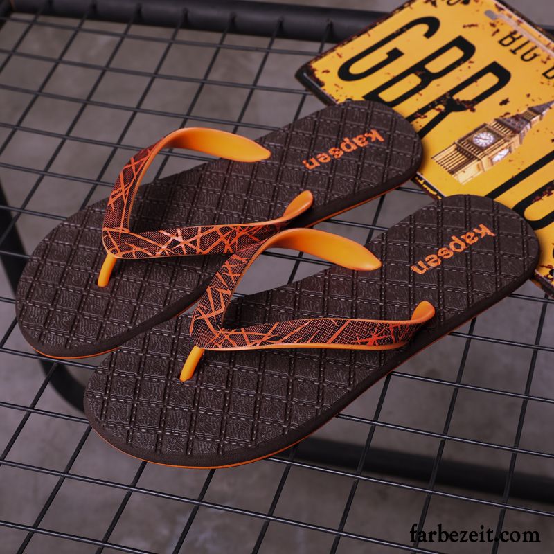 Flip Flops Herren Rutschsicher Sommer Trend Mode Sandalen Pantolette Sandfarben Schwarz