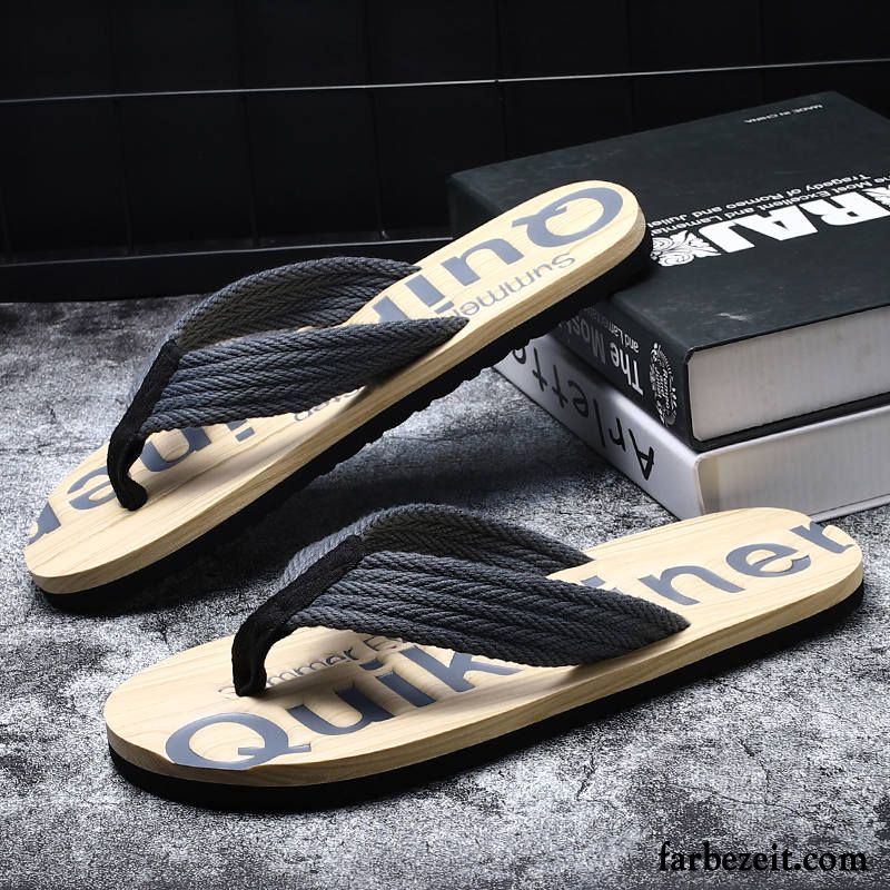 Flip Flops Herren Schuhe Hausschuhe Sommer Neue Trend Persönlichkeit Sandfarben Schwarz