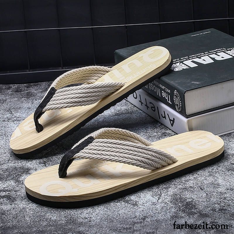 Flip Flops Herren Schuhe Hausschuhe Sommer Neue Trend Persönlichkeit Sandfarben Schwarz