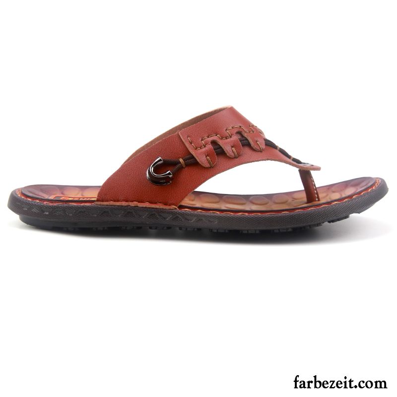 Flip Flops Herren Schuhe Neue Hausschuhe Trend Sommer Weiche Sohle Dunkelblau Sandfarben