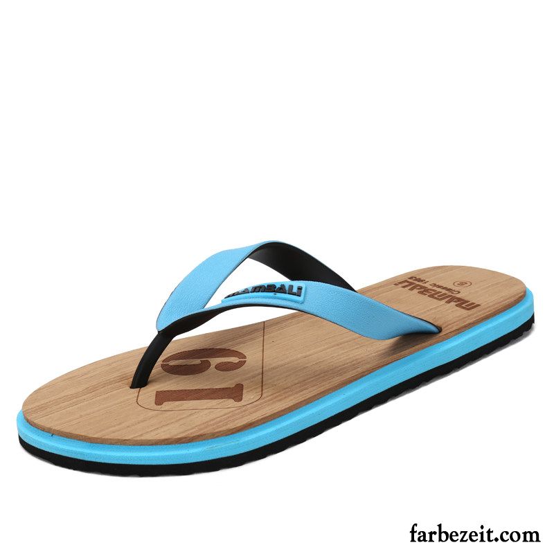 Flip Flops Herren Schüler Sommer Persönlichkeit Hausschuhe Casual Rutschsicher Blau