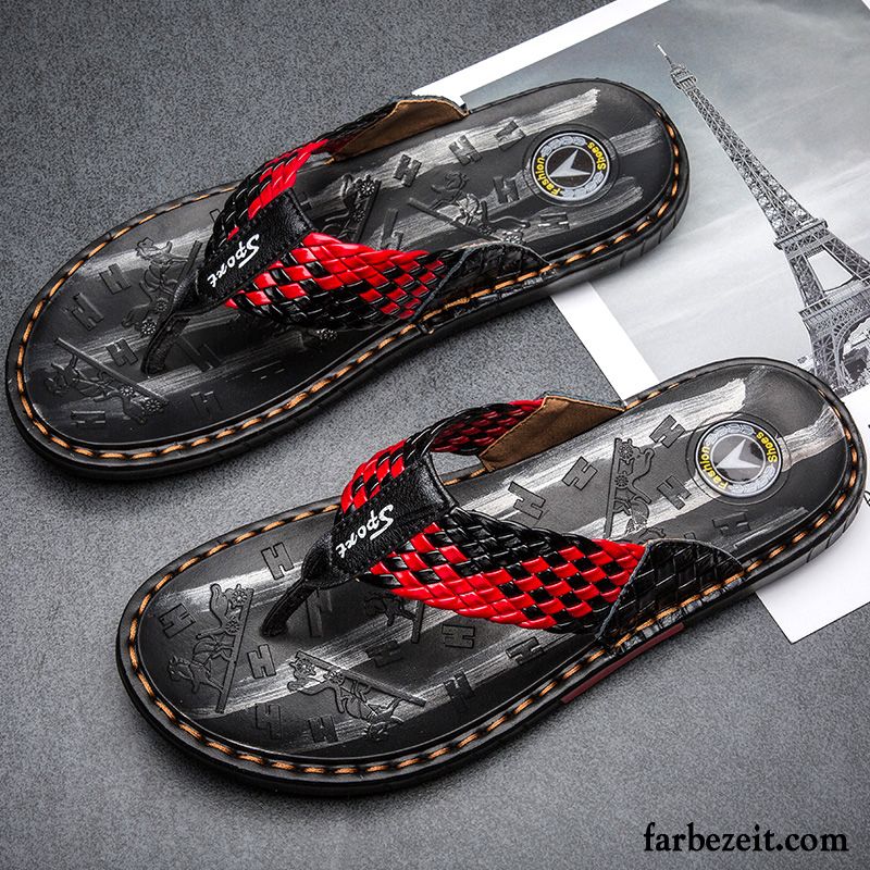 Flip Flops Herren Sommer Persönlichkeit Rutschsicher Sandalen Trend Neue Weiß Rot