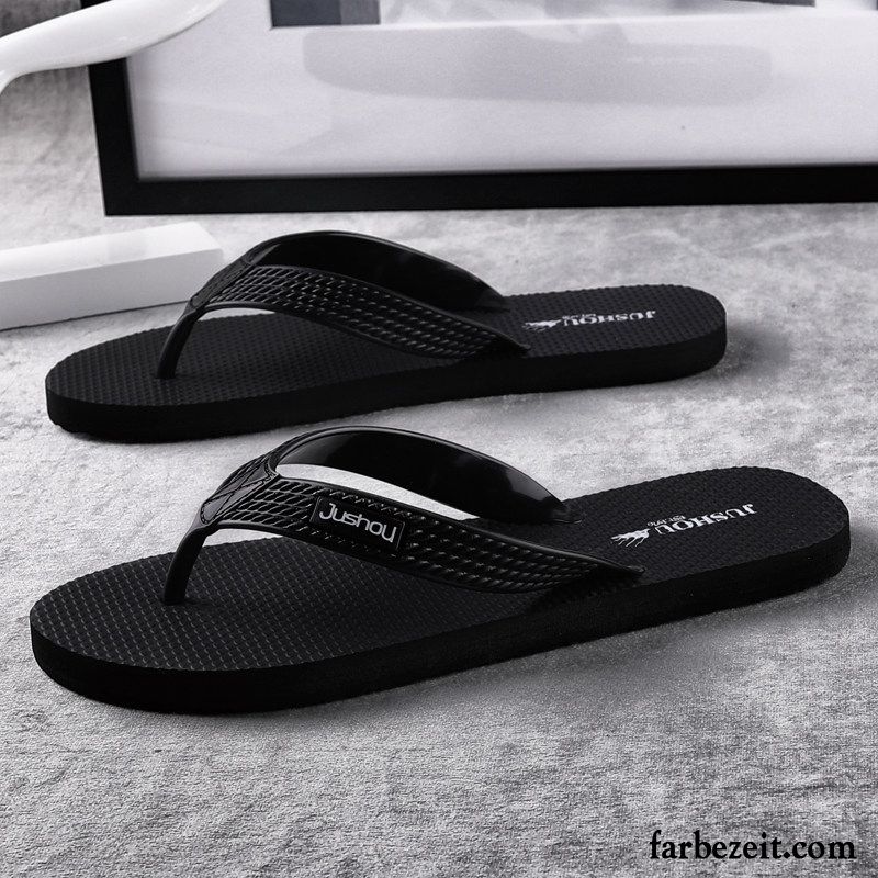 Flip Flops Herren Sommer Rutschsicher Mode Neue Trend Pantolette Sandfarben Schwarz