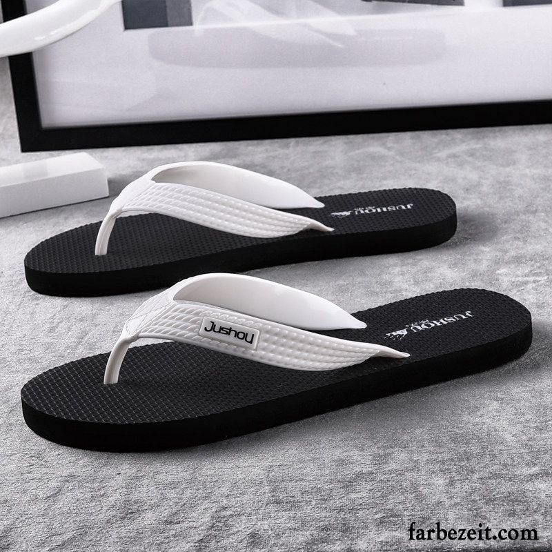 Flip Flops Herren Sommer Rutschsicher Mode Neue Trend Pantolette Sandfarben Schwarz