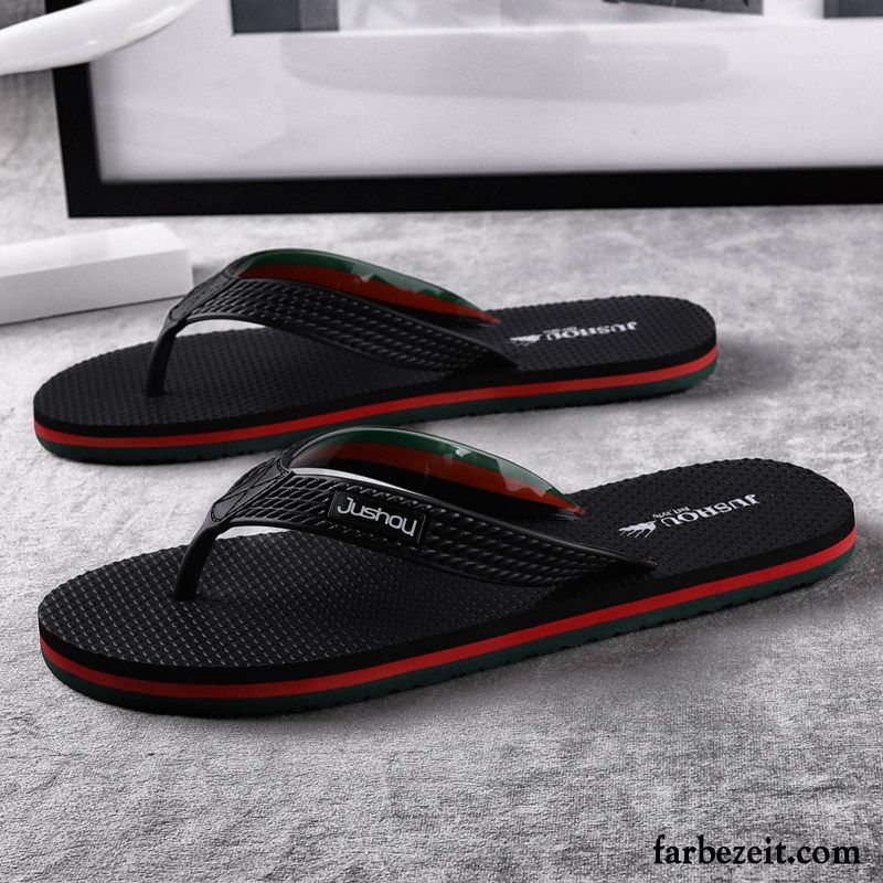 Flip Flops Herren Sommer Rutschsicher Mode Neue Trend Pantolette Sandfarben Schwarz