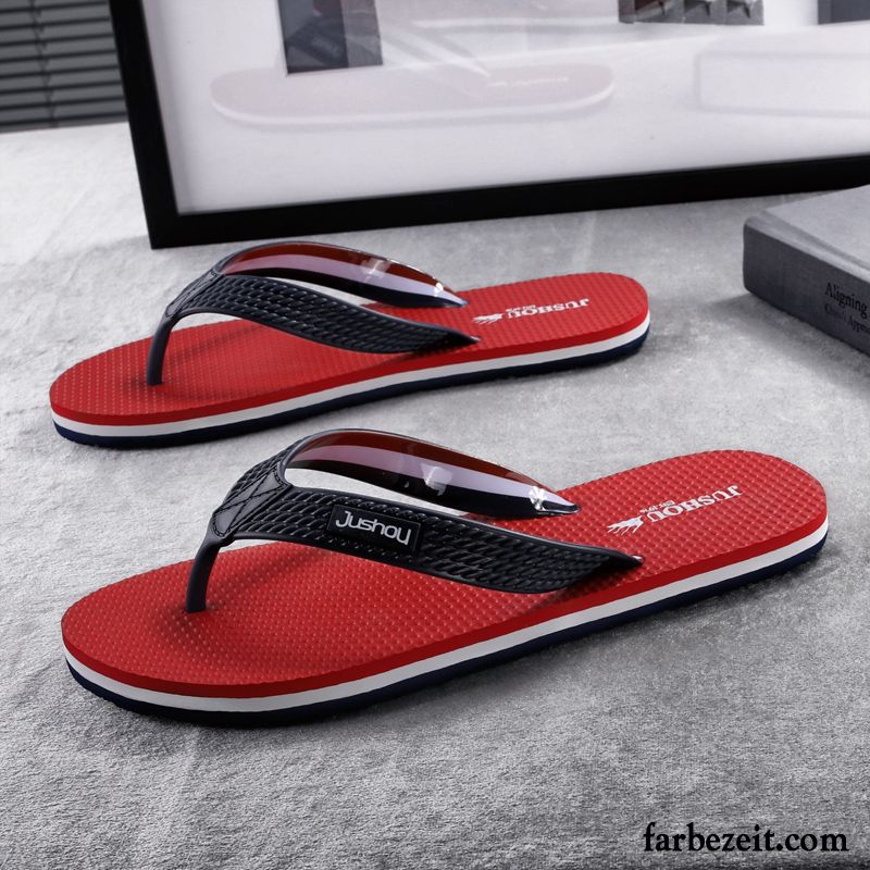 Flip Flops Herren Sommer Rutschsicher Mode Neue Trend Pantolette Sandfarben Schwarz