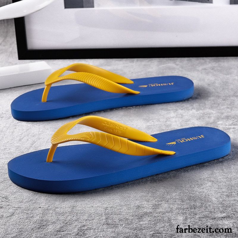 Flip Flops Herren Sommer Rutschsicher Mode Neue Trend Pantolette Sandfarben Schwarz