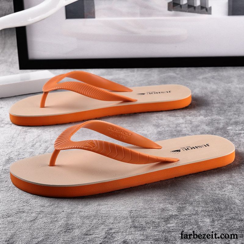 Flip Flops Herren Sommer Rutschsicher Mode Neue Trend Pantolette Sandfarben Schwarz