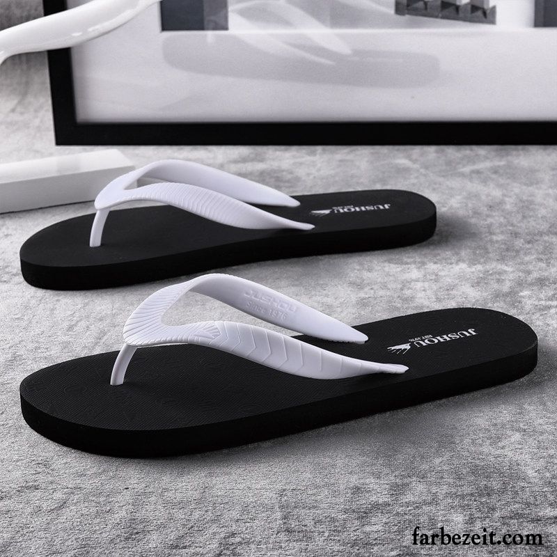 Flip Flops Herren Sommer Rutschsicher Mode Neue Trend Pantolette Sandfarben Schwarz