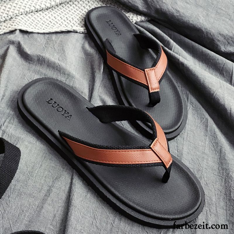 Flip Flops Herren Sommer Rutschsicher Neue Hausschuhe Trend Weiche Sohle Sandfarben Braun