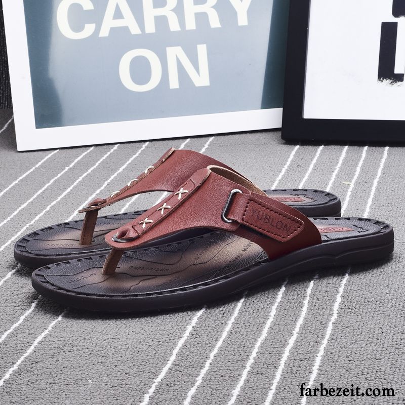 Flip Flops Herren Sommer Trend Persönlichkeit Draussen Pantolette Rutschsicher Sandfarben Braun