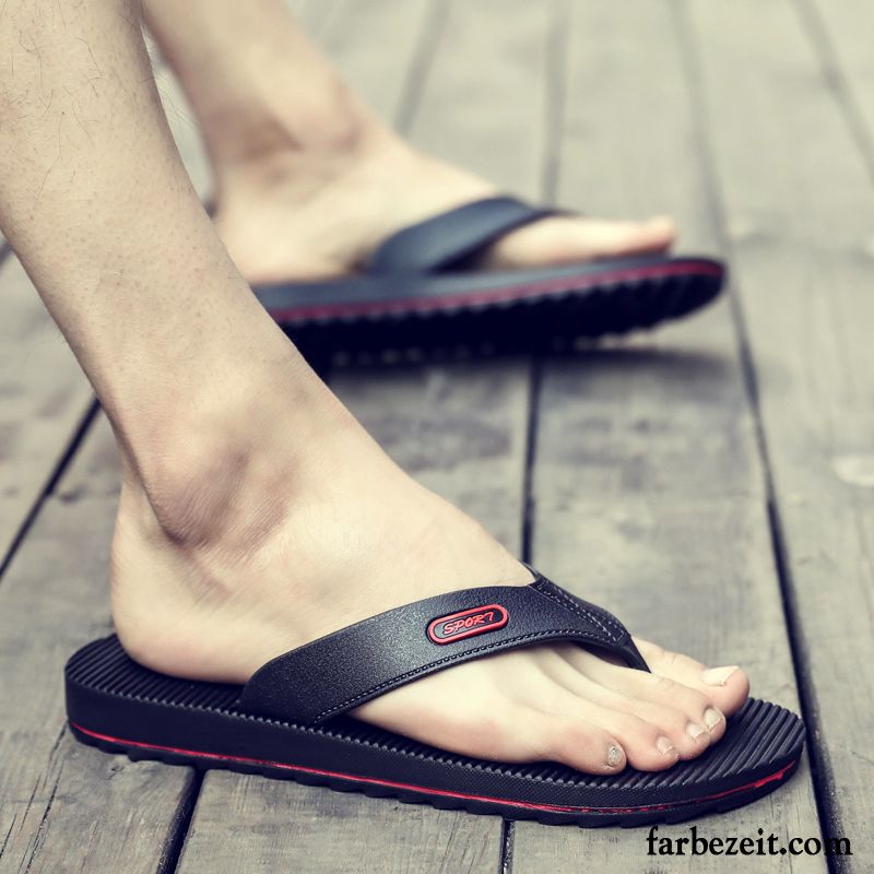 Flip Flops Herren Tragen England Rutschsicher Sommer Hausschuhe Grün Sandfarben