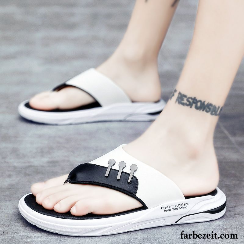 Flip Flops Herren Trend Neue Pantolette Sandalen Sommer Schuhe Sandfarben Weiß