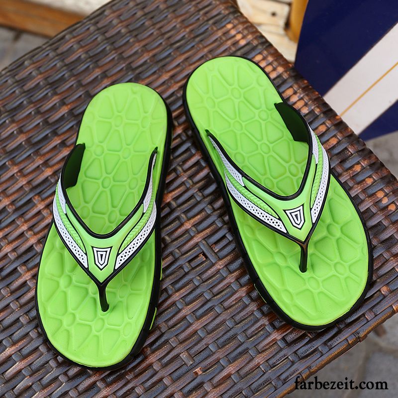 Flip Flops Herren Trend Pantolette Einfach Casual Sommer Tragen Grün Sandfarben Blau