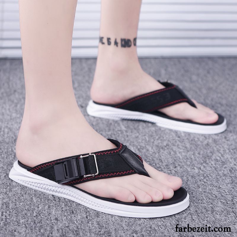 Flip Flops Herren Trend Sandalen Rutschsicher Sommer Weiche Sohle Neue Sandfarben Schwarz