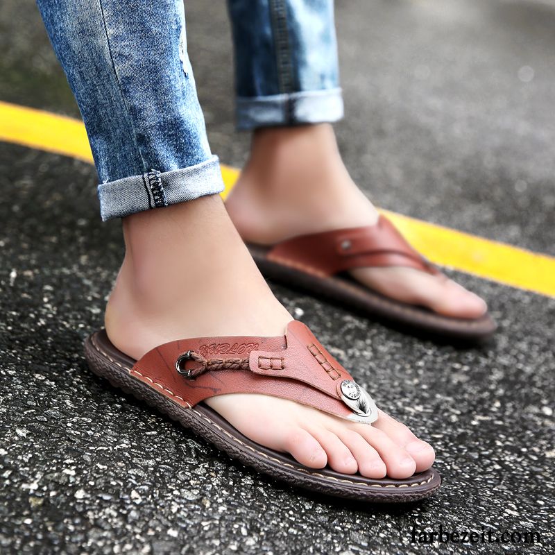 Flip Flops Herren Trend Schuhe Sommer Pantolette Persönlichkeit Rutschsicher Marineblau