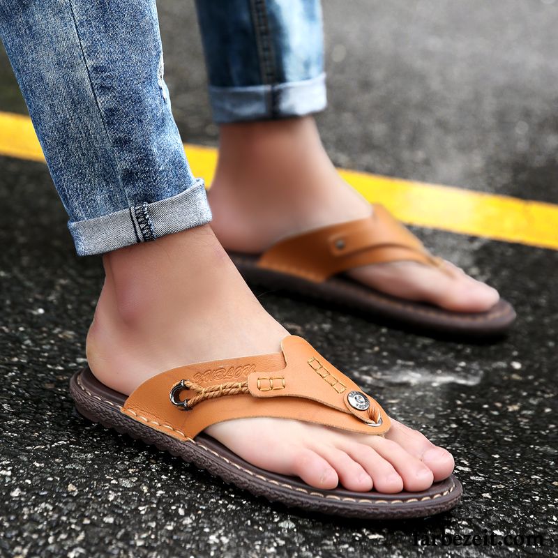 Flip Flops Herren Trend Schuhe Sommer Pantolette Persönlichkeit Rutschsicher Marineblau