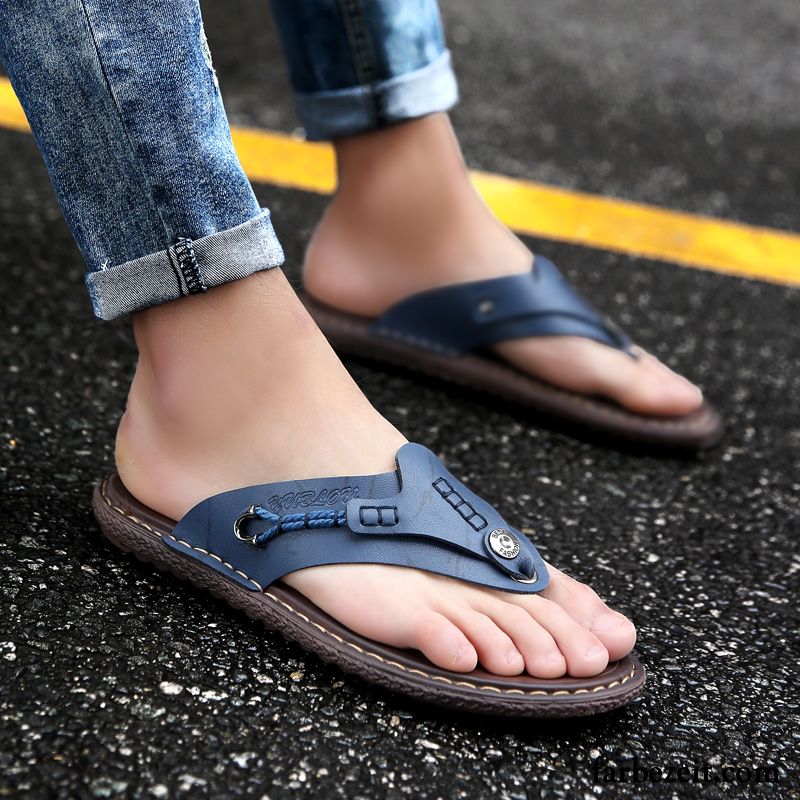 Flip Flops Herren Trend Schuhe Sommer Pantolette Persönlichkeit Rutschsicher Marineblau