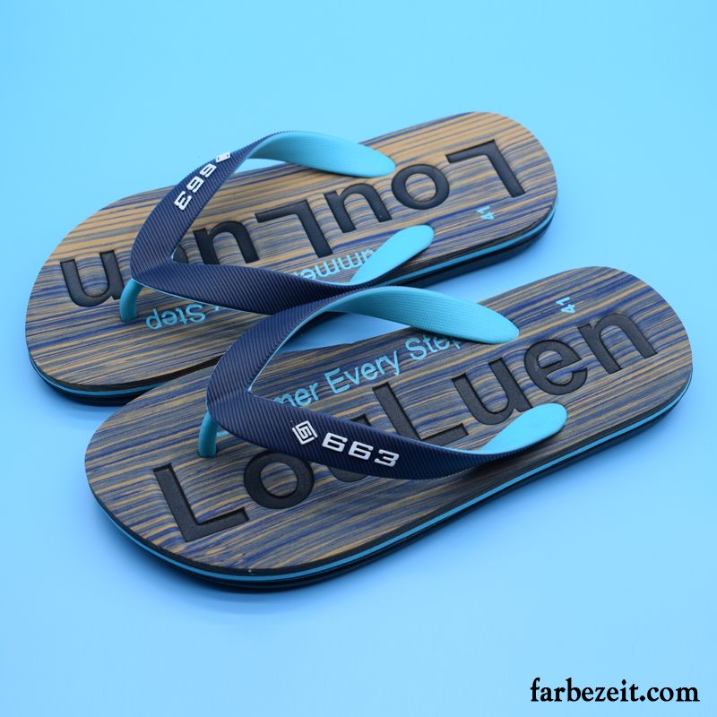 Flip Flops Herren Täglich Draussen Casual Pantolette Atmungsaktiv Hausschuhe Blau