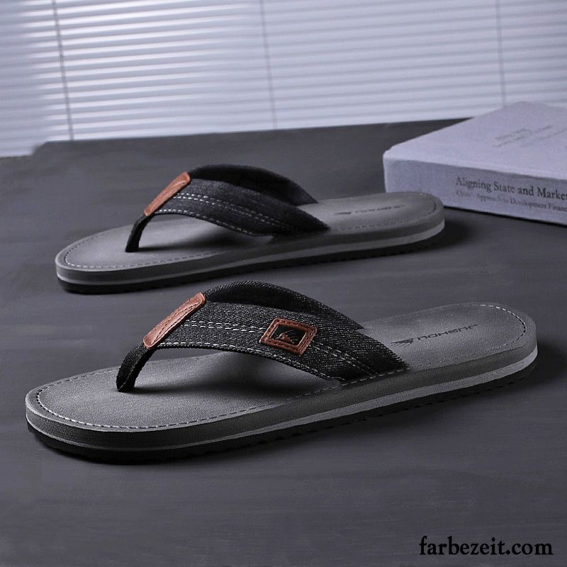 Flip Flops Herren Weiche Sohle Mode Persönlichkeit Casual Sommer Schuhe Sandfarben Schwarz