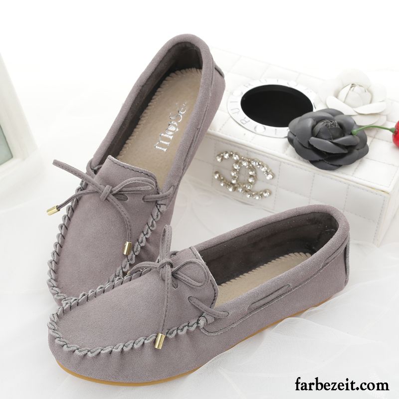 Freizeitschuhe Damen Feder Faul Flache Grün Schuhe Schnürschuhe Halbschuhe Trend Casual Bogen Neue Echtleder