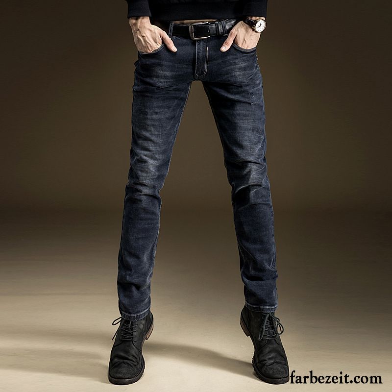 Herren Jeans Weiß Gerade Hell Schlank Elastisch Schwarz Blau Jugend Hose Lange Winter Herbst Jeans Schmales Bein Kaufen