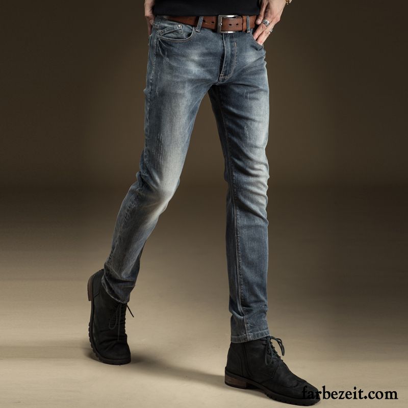 Herren Jeans Weiß Gerade Hell Schlank Elastisch Schwarz Blau Jugend Hose Lange Winter Herbst Jeans Schmales Bein Kaufen