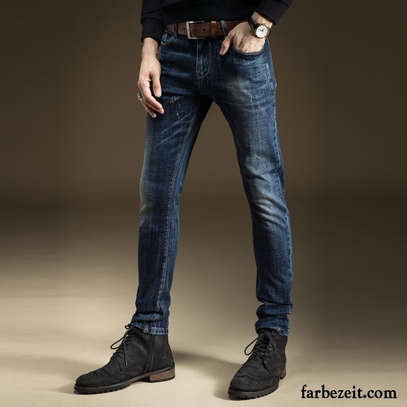 Herren Jeans Weiß Gerade Hell Schlank Elastisch Schwarz Blau Jugend Hose Lange Winter Herbst Jeans Schmales Bein Kaufen