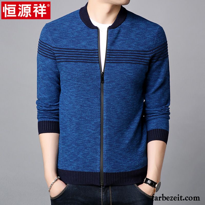 Gefütterte Sweatjacken Für Männer Strickjacke Jugend Herbst Blau Verdickung Herren Strickwaren Winter Pullover Überzieher Stricken Günstig